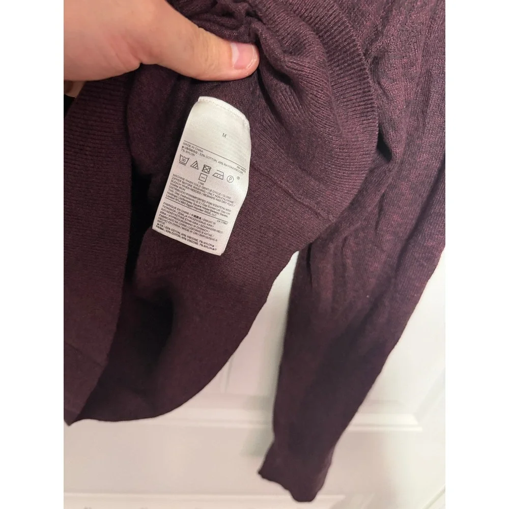 Banana Republic Sweater Men M Luxe Sweater Collection Quarter Zip Burgundy EUC